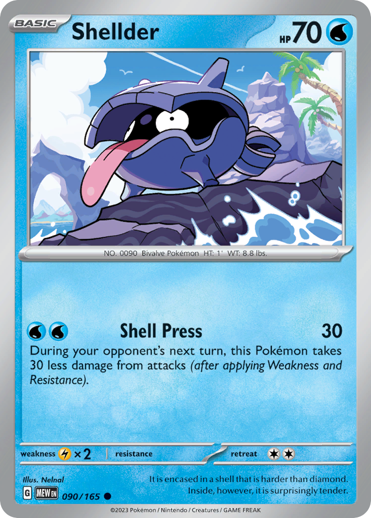 Shellder - 090/165 -SV: Scarlet & Violet 151 (MEW) (Reverse Holo)