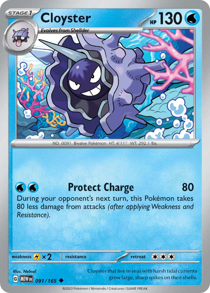 Cloyster - 091/165 -SV: Scarlet & Violet 151 (MEW) (Reverse Holo)