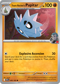 Team Rocket's Pupitar - 095/182 - SV: Destined Rivals (DRI) (Reverse Holo)