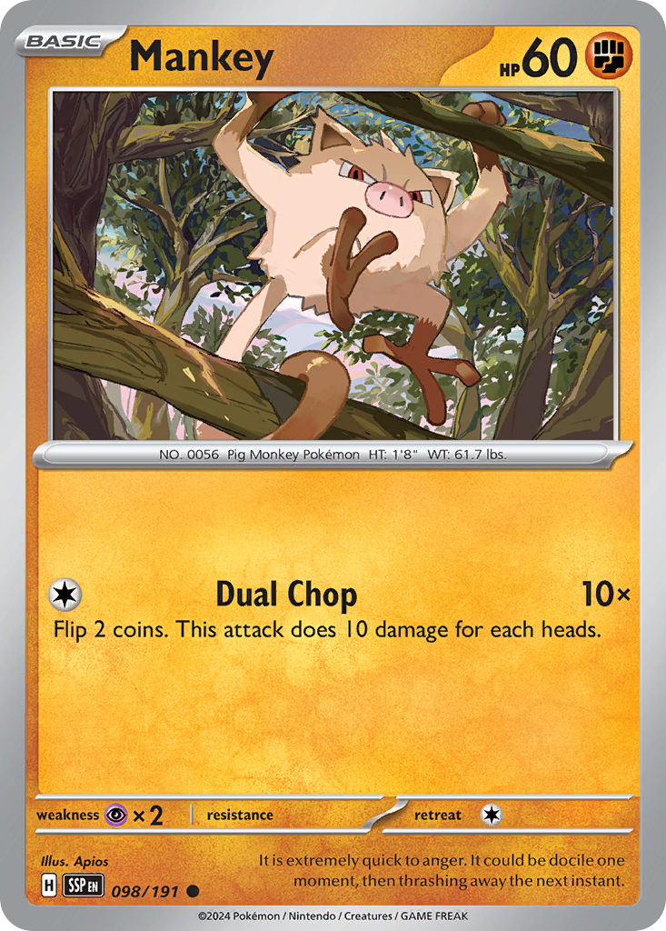 Mankey- 098/191 - Surging Sparks (Reverse Holo)