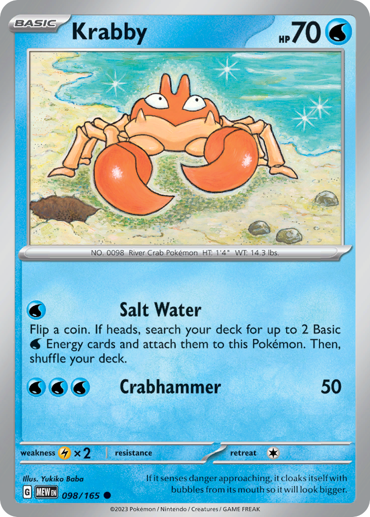 Krabby - 098/165 -SV: Scarlet & Violet 151 (MEW) (Reverse Holo)