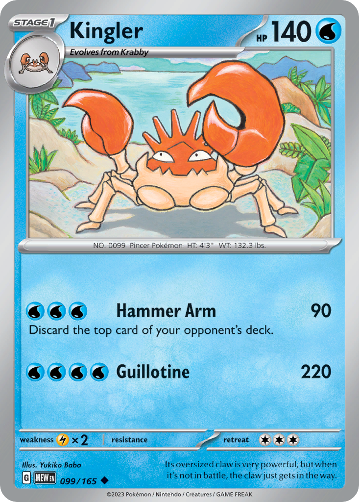 Kingler - 099/165 -SV: Scarlet & Violet 151 (MEW) (Reverse Holo)
