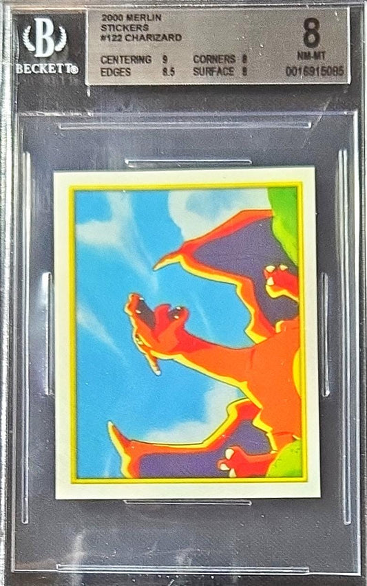 2000 Merlin Stickers Charizard - 122 - Beckett 8 NM