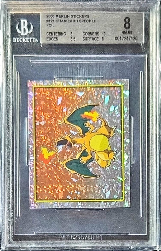 2000 Merlin Stickers Charizard - 121 - Beckett 8 NM