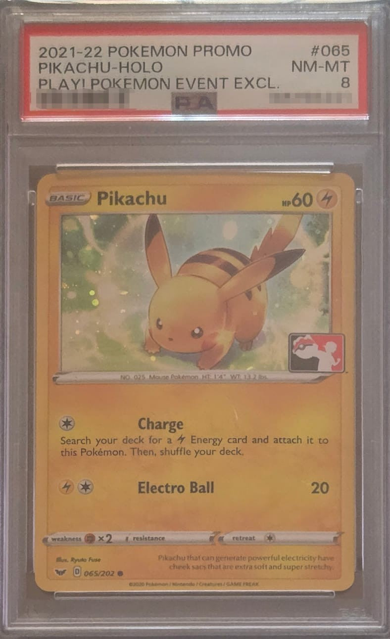 PSA 8 Pikachu - 065/202 - SWSH01: Sword & Shield Base Set (SWSH01) (League Stamped)