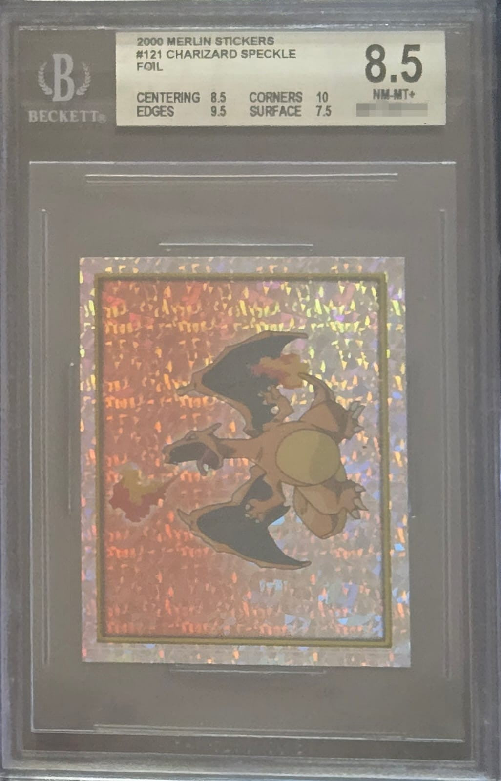 2000 Merlin Stickers Charizard - 121 - Beckett 8.5 NM