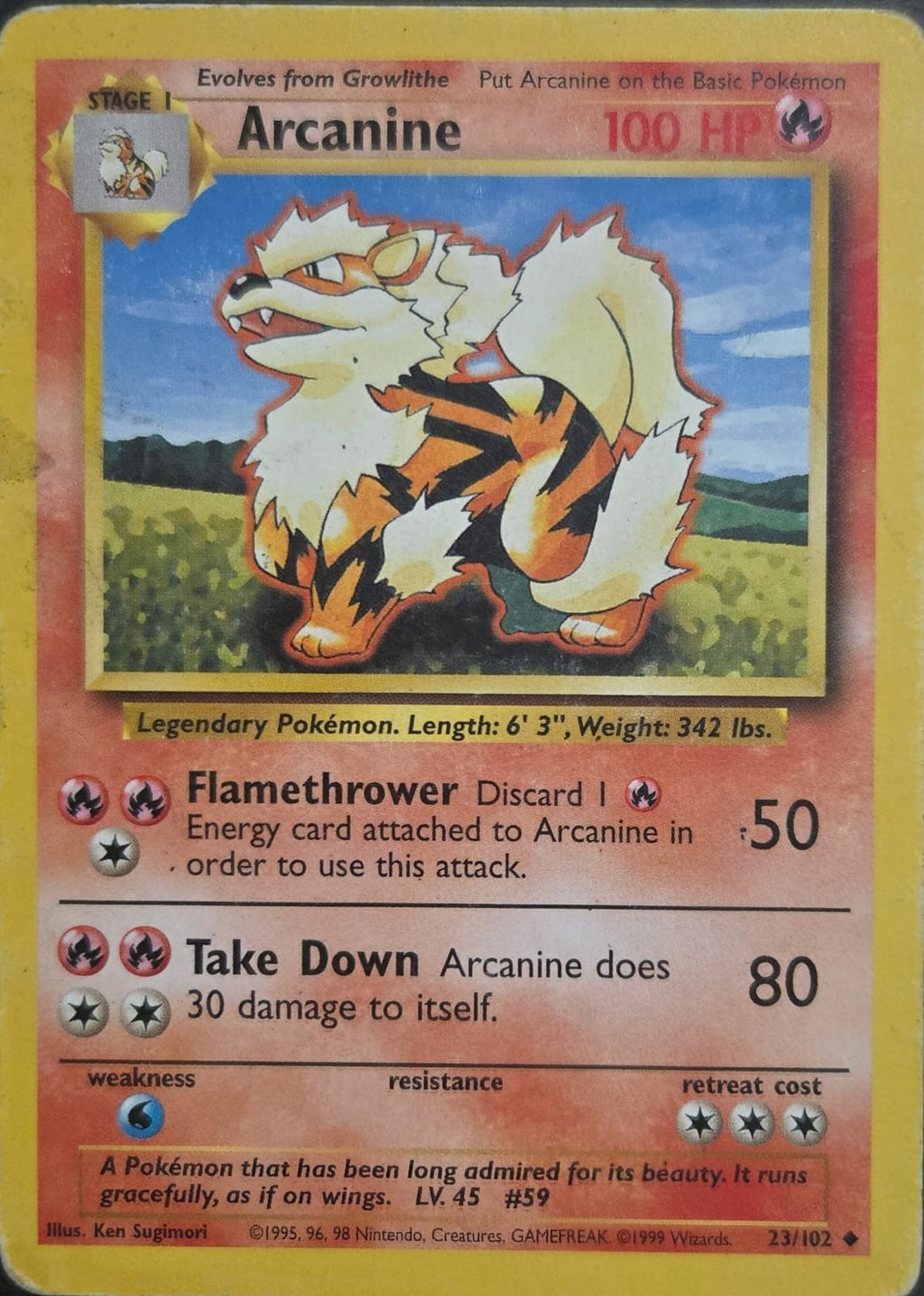 Arcanine - 023/102 - Base Set (base1) (Heavy Played)