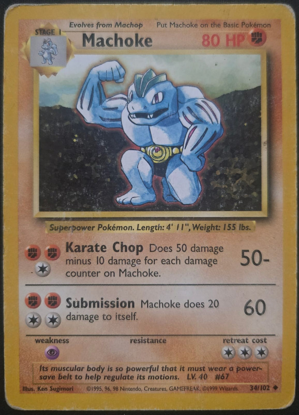 Machoke - 034/102 - Base Set (base1) (Damaged)