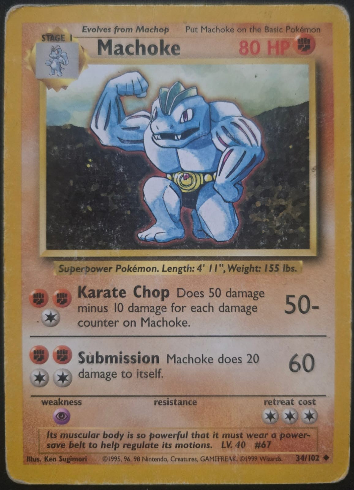 Machoke - 034/102 - Base Set (base1) (Damaged)