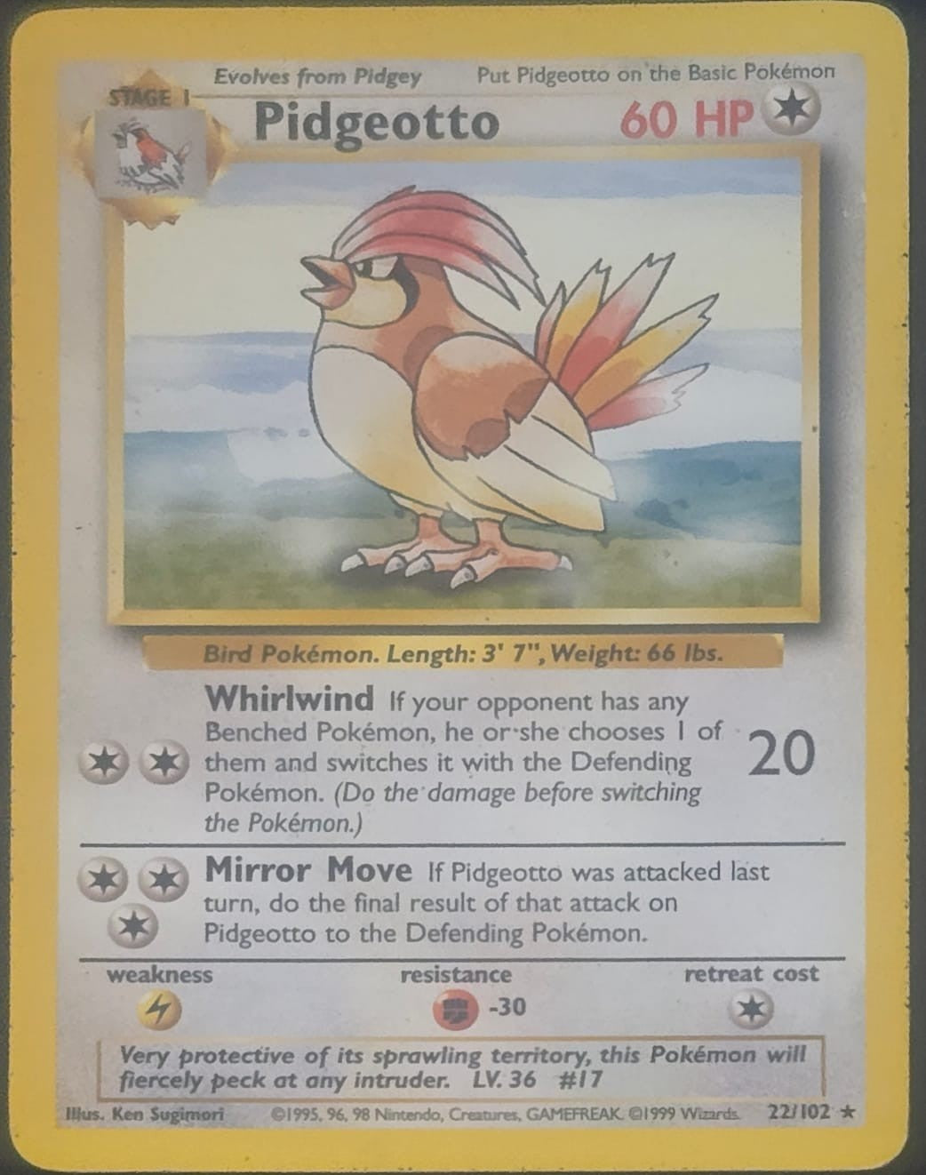 Pidgeotto - 22/102 - Base Set (base1) (Moderately Played)