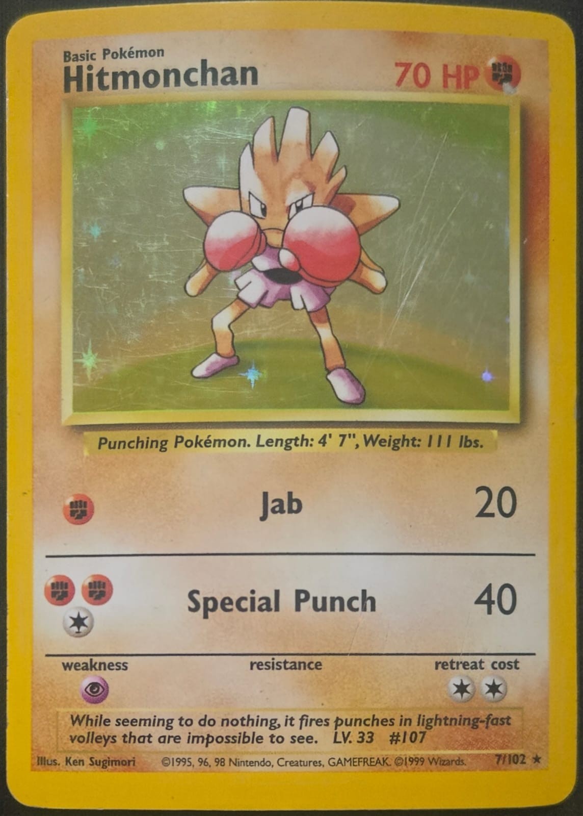 Hitmonchan - 007/102 - Base Set (base1) (Heavy Played)