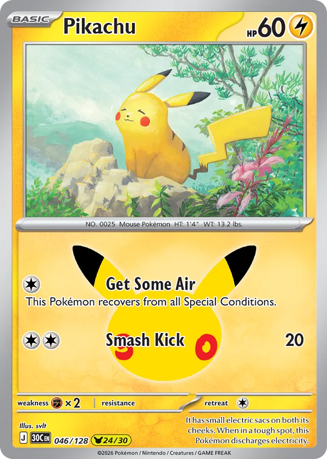 Pikachu - 046/128 - Mega Evolution: 30th Celebration (30C) Pokémon card