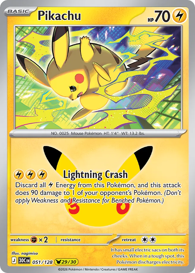 Pikachu - 051/128 - Mega Evolution: 30th Celebration (30C) Pokémon card