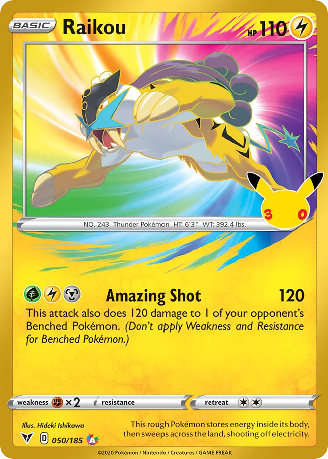 Raikou - 050/185 - Mega Evolution: 30th Celebration Classic Collection (30C-CC) Pokémon card