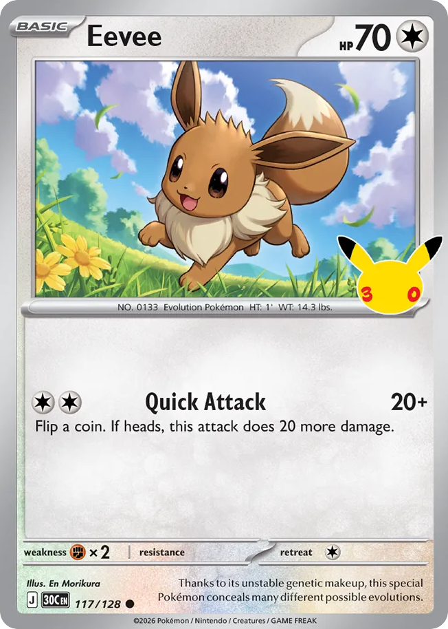 Eevee - 117/128 - Mega Evolution: 30th Celebration (30C) Pokémon card