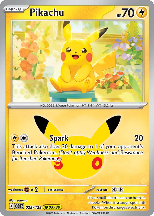 Pikachu - 025/128 - Mega Evolution: 30th Celebration (30C) Pokémon card