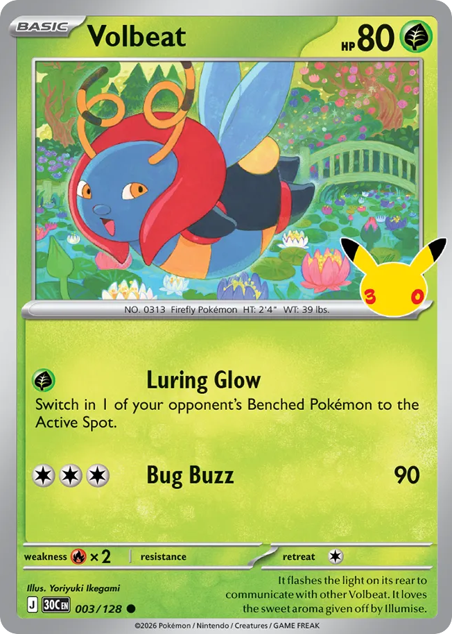 Volbeat - 003/128 - Mega Evolution: 30th Celebration (30C) Pokémon card