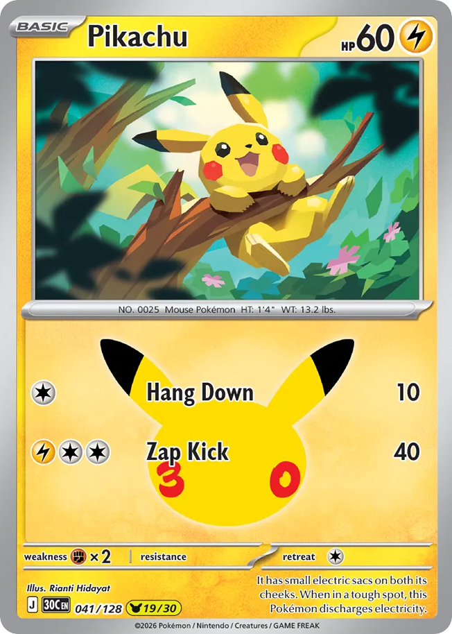 Pikachu - 041/128 - Mega Evolution: 30th Celebration (30C) Pokémon card