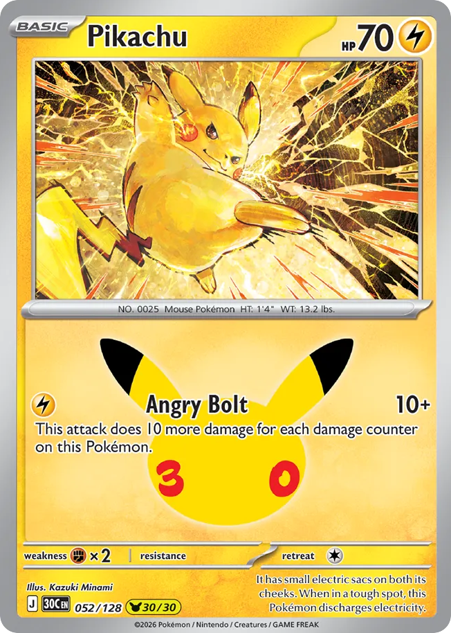 Pikachu - 052/128 - Mega Evolution: 30th Celebration (30C) Pokémon card