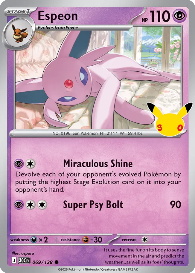 Espeon - 069/128 - Mega Evolution: 30th Celebration (30C) Pokémon card
