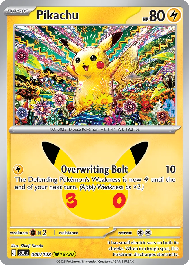 Pikachu - 040/128 - Mega Evolution: 30th Celebration (30C) Pokémon card