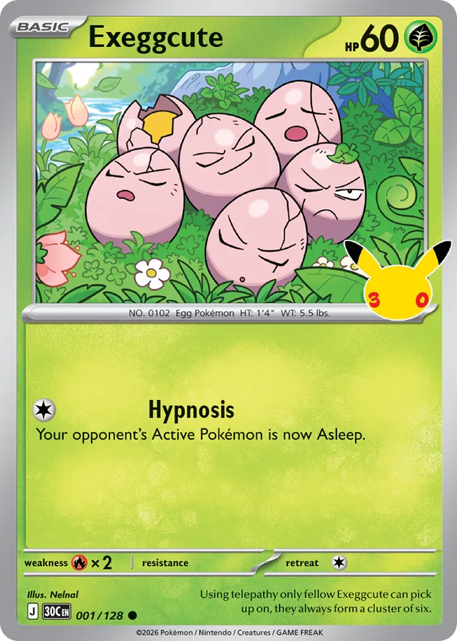 Exeggcute - 001/128 - Mega Evolution: 30th Celebration (30C) Pokémon card