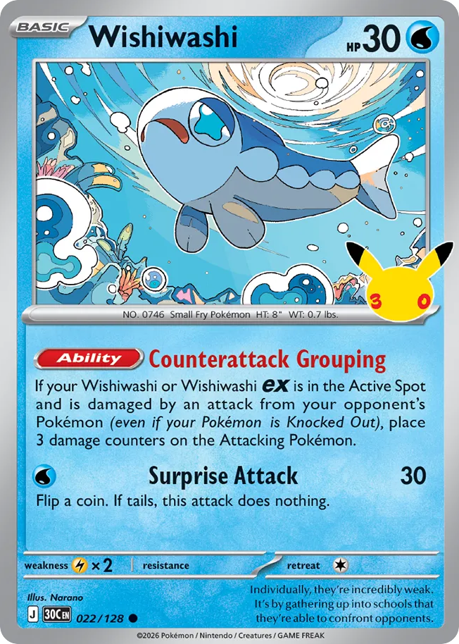 Wishiwashi - 022/128 - Mega Evolution: 30th Celebration (30C) Pokémon card