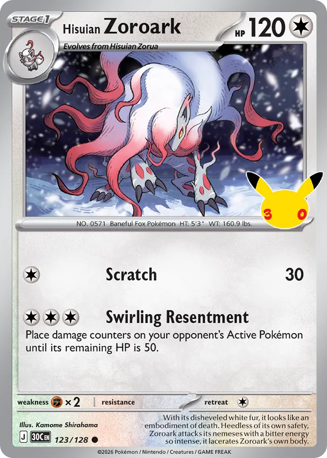 Hisuian Zoroark - 123/128 - Mega Evolution: 30th Celebration (30C) Pokémon card