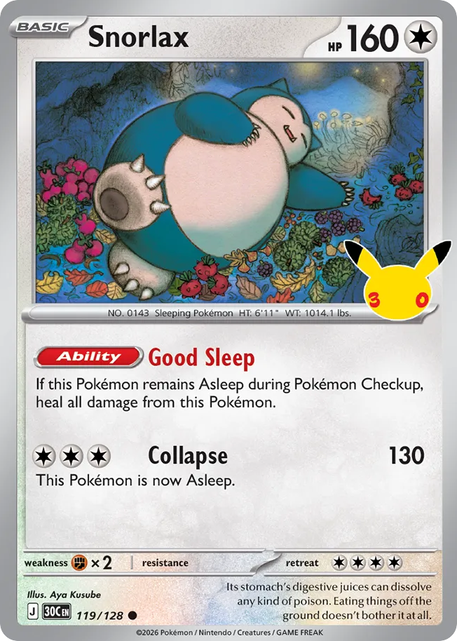 Snorlax - 119/128 - Mega Evolution: 30th Celebration (30C) Pokémon card