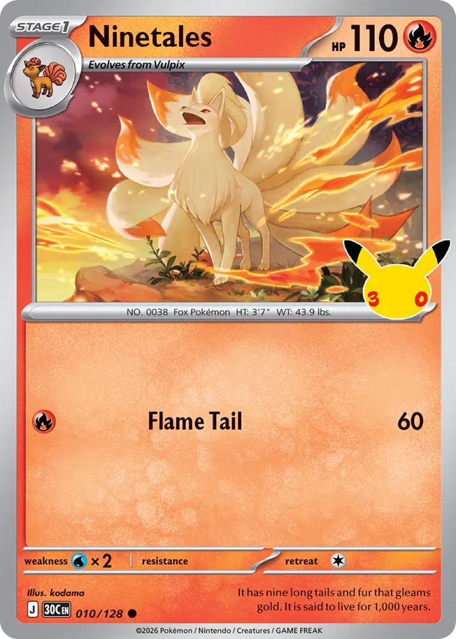 Ninetales - 010/128 - Mega Evolution: 30th Celebration (30C) Pokémon card