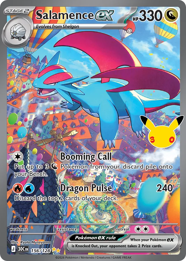 Salamence ex - 156/128 - Mega Evolution: 30th Celebration (30C) Pokémon card