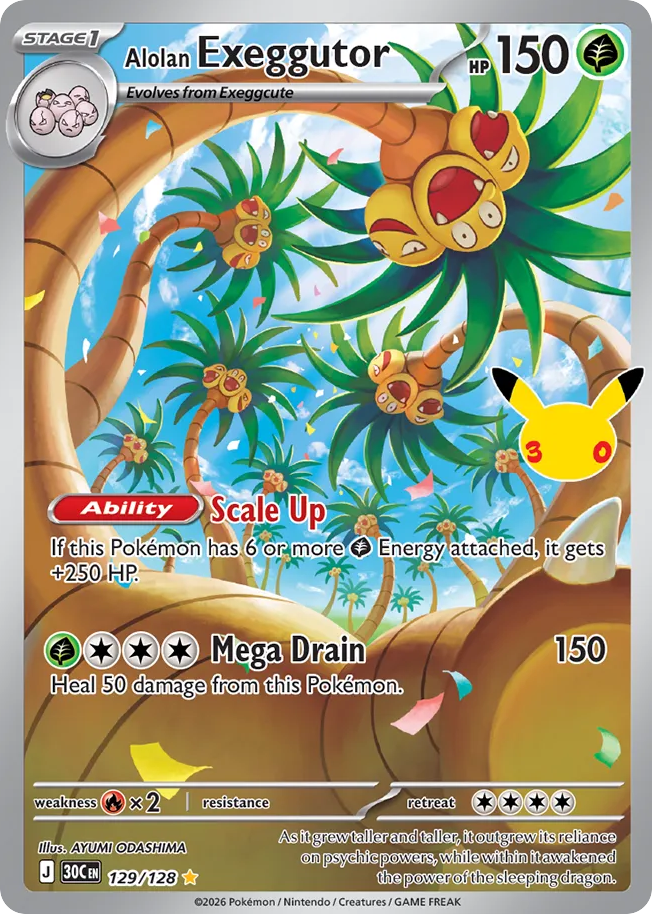 Alolan Exeggutor - 129/128 - Mega Evolution: 30th Celebration (30C) Pokémon card