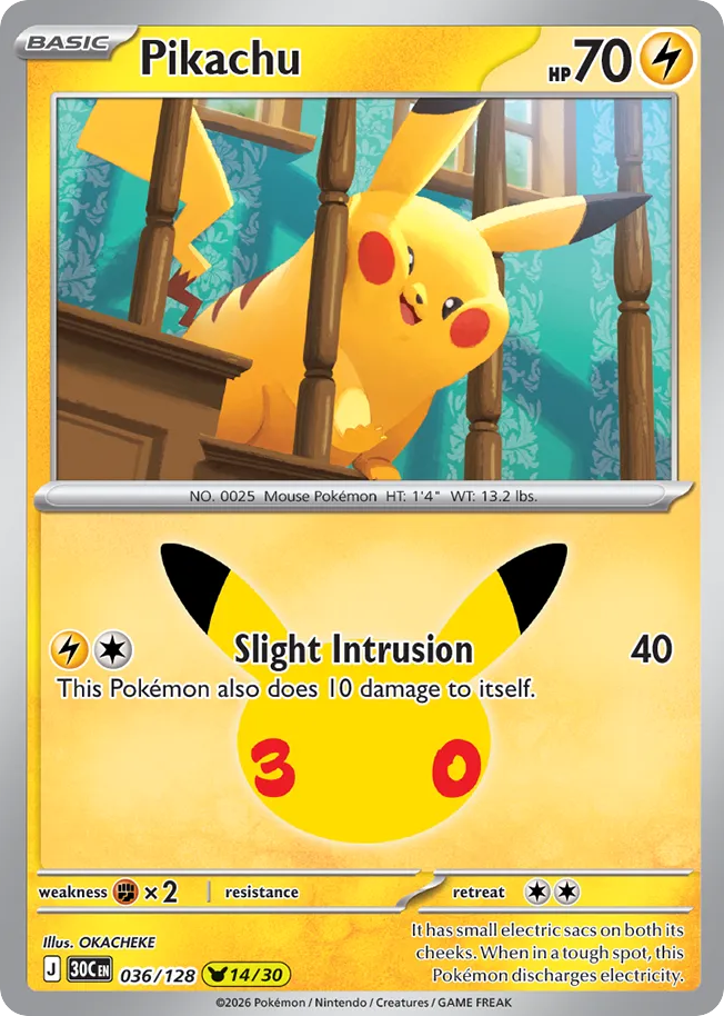 Pikachu - 036/128 - Mega Evolution: 30th Celebration (30C) Pokémon card