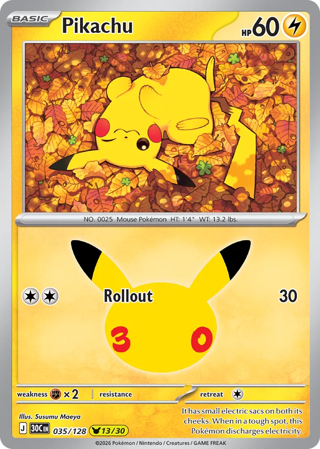 Pikachu - 035/128 - Mega Evolution: 30th Celebration (30C) Pokémon card