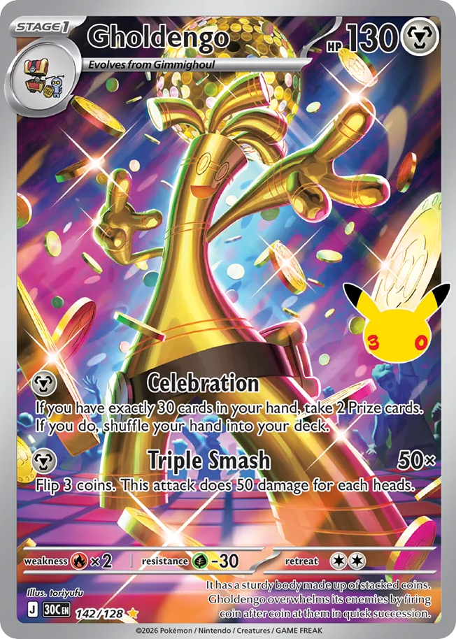 Gholdengo - 142/128 - Mega Evolution: 30th Celebration (30C) Pokémon card