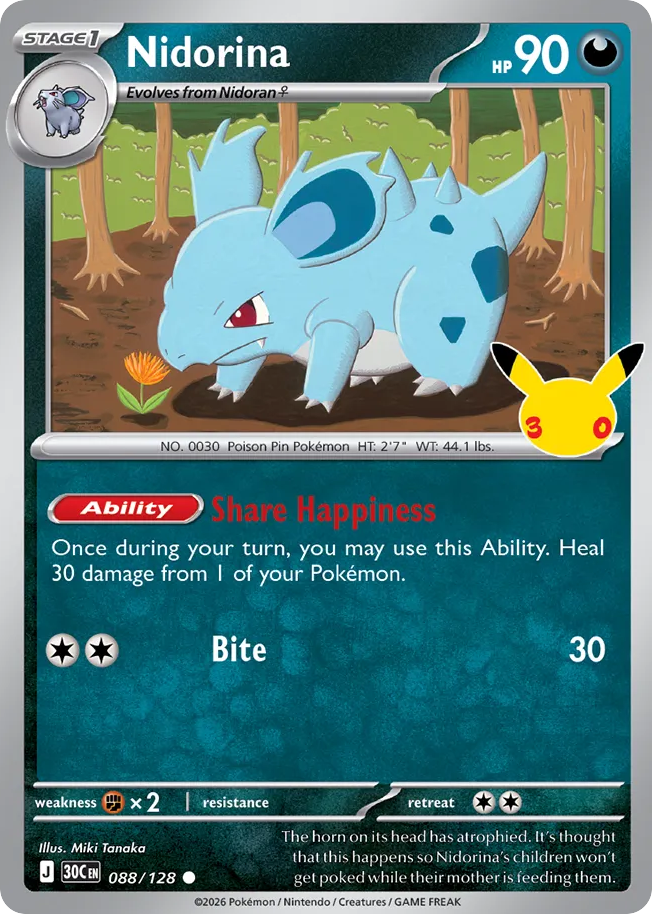 Nidorina - 088/128 - Mega Evolution: 30th Celebration (30C) Pokémon card