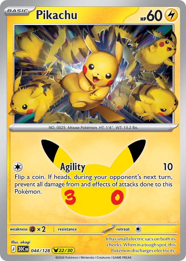 Pikachu - 044/128 - Mega Evolution: 30th Celebration (30C) Pokémon card