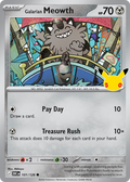 Galarian Meowth - 101/128 - Mega Evolution: 30th Celebration (30C) Pokémon card