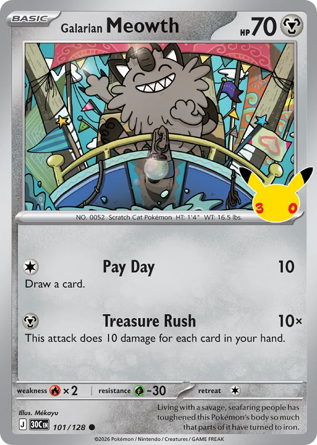 Galarian Meowth - 101/128 - Mega Evolution: 30th Celebration (30C) Pokémon card