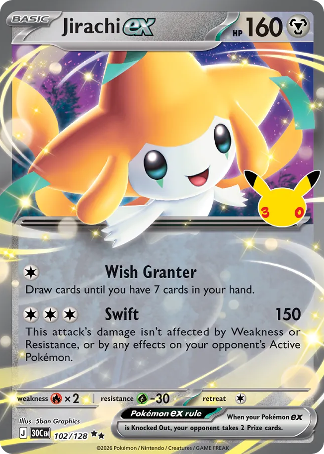 Jirachi ex - 102/128 - Mega Evolution: 30th Celebration (30C) Pokémon card