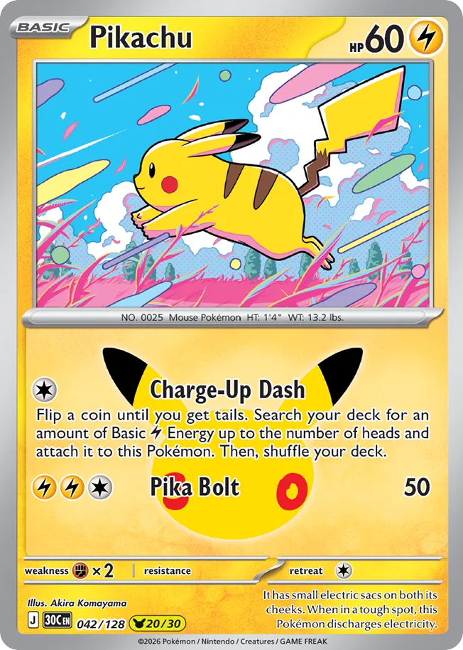 Pikachu - 042/128 - Mega Evolution: 30th Celebration (30C) Pokémon card