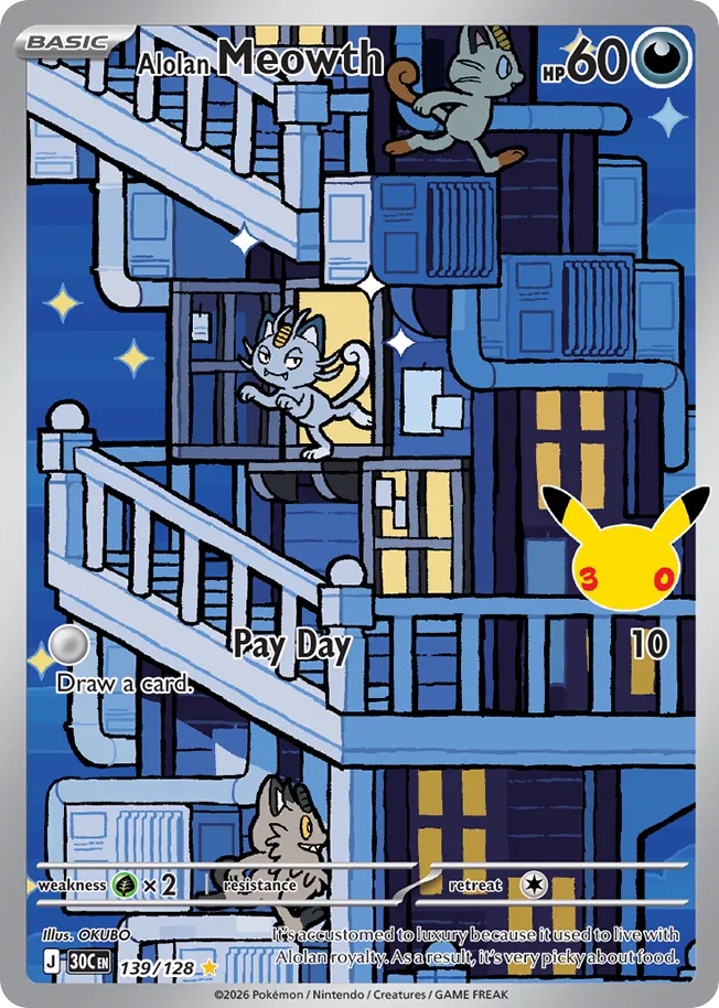 Alolan Meowth - 139/128 - Mega Evolution: 30th Celebration (30C) Pokémon card