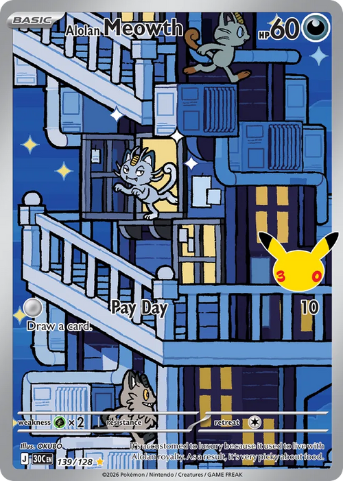 Alolan Meowth - 139/128 - Mega Evolution: 30th Celebration (30C) Pokémon card
