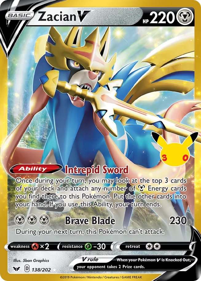 Zacian V - 138/202 - Mega Evolution: 30th Celebration Classic Collection (30C-CC) Pokémon card