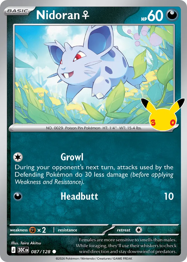 Nidoran ♀ - 087/128 - Mega Evolution: 30th Celebration (30C) Pokémon card