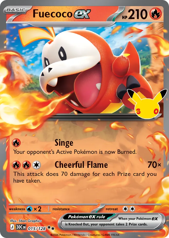 Fuecoco ex - 015/128 - Mega Evolution: 30th Celebration (30C) Pokémon card