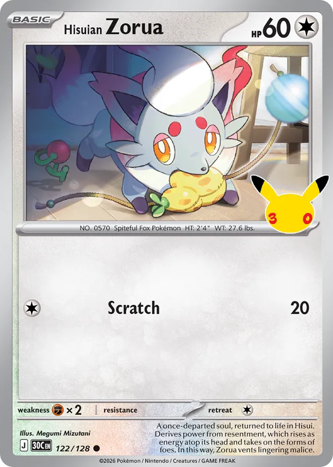 Hisuian Zorua - 122/128 - Mega Evolution: 30th Celebration (30C) Pokémon card
