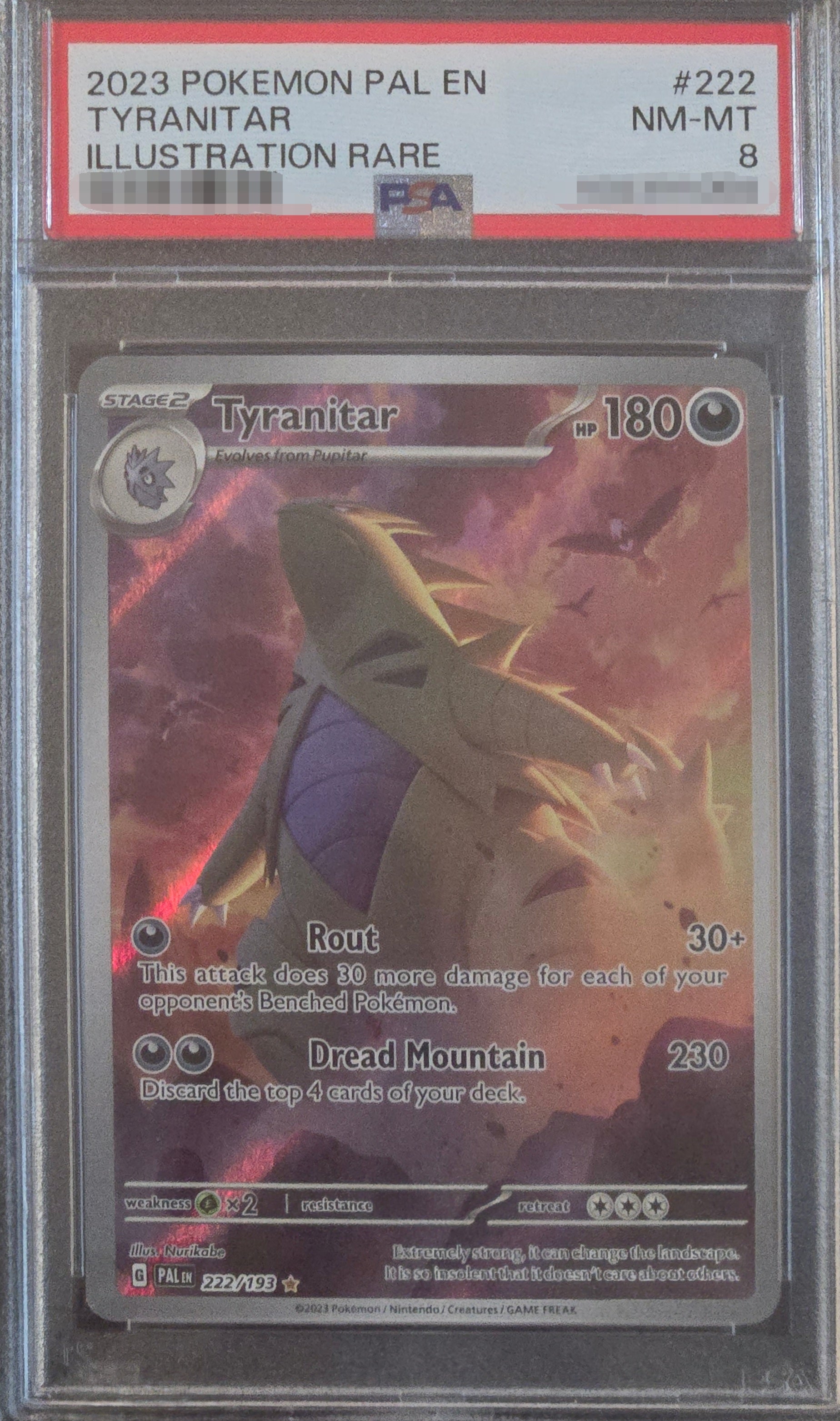 Tyranitar - 222/193 - Paldea Evolved PSA 8
