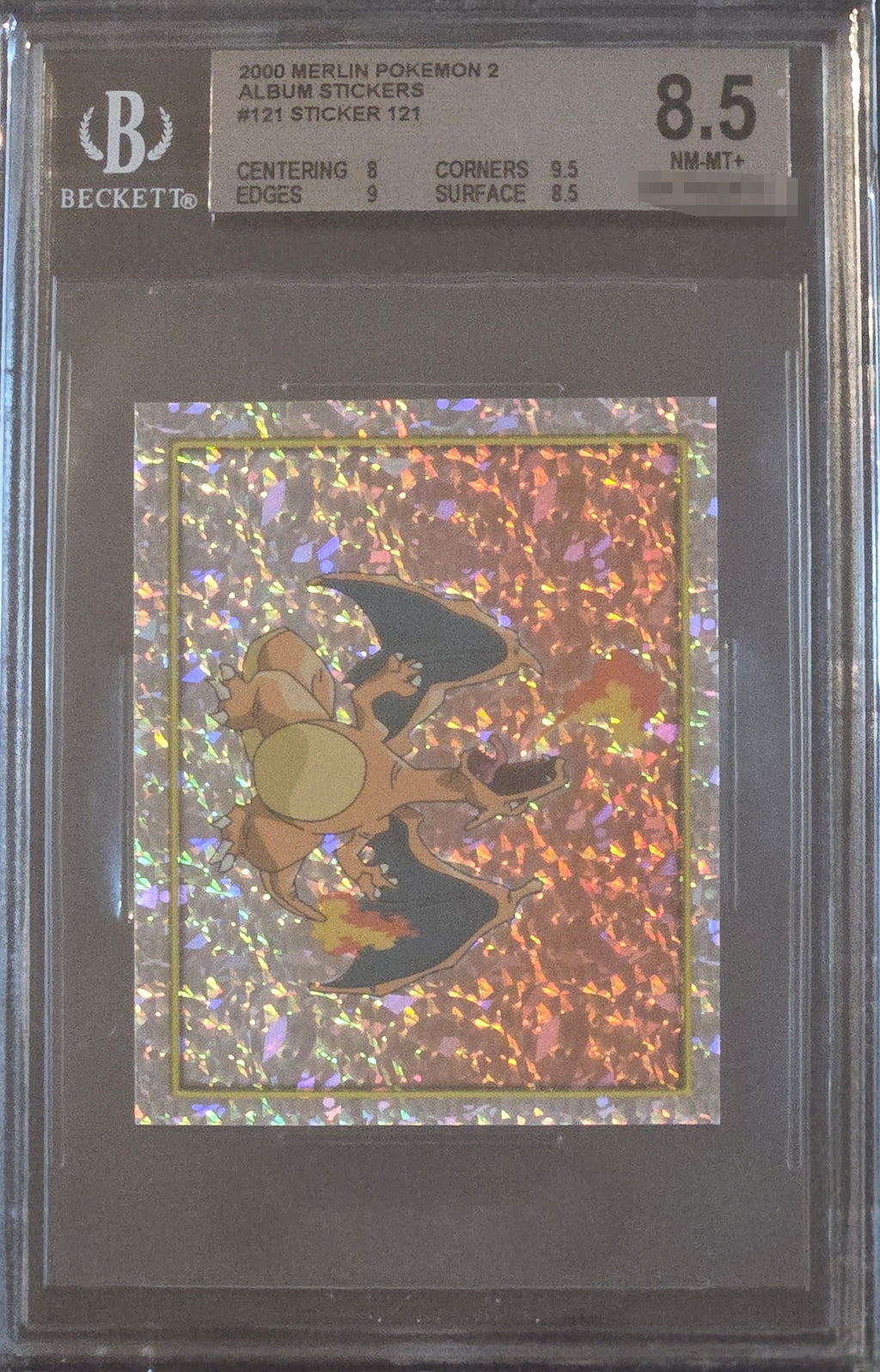2000 Merlin Stickers Charizard - 121 - Beckett 8.5 NM