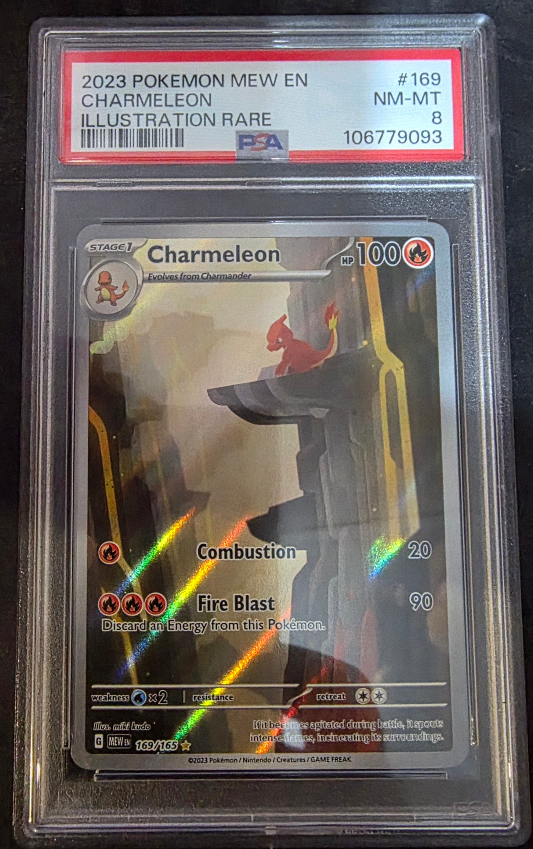 CHARMELEON POKEMON MEW EN-151 ILLUSTRATION RARE #169 CHARMELEON PSA 8